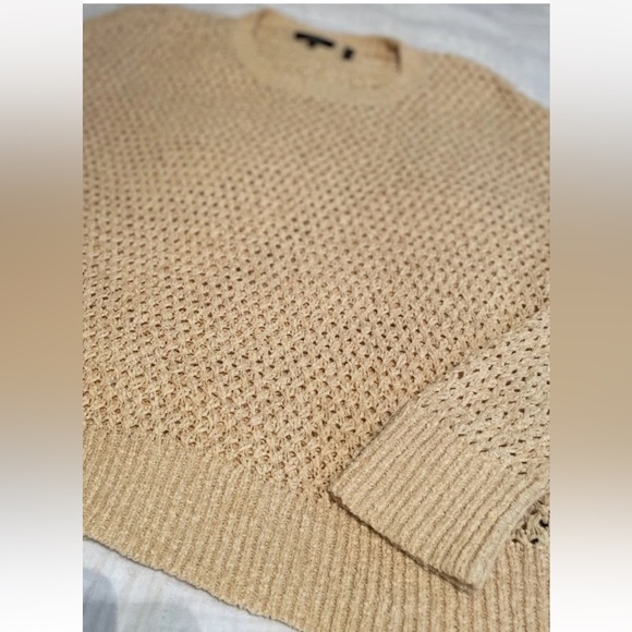 Theory karenia sughero open knit cream Tan slouchy Open Knit sweater women's S - Picture 2 of 15